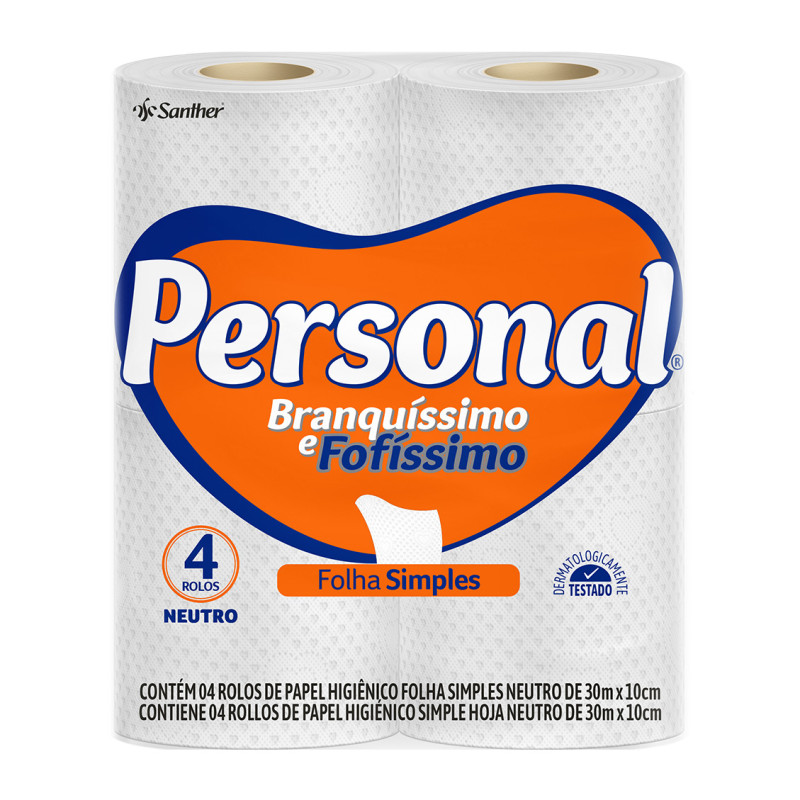 Papel Higiênico Folha Simples Personal 30m – 15 Fardos de 4 Rolos