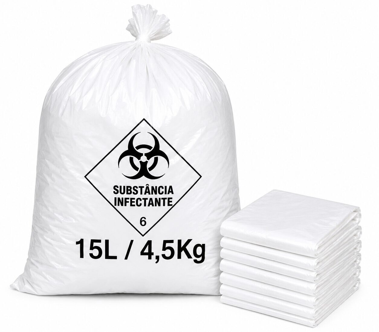 Saco Para Lixo Infectante Branco 15 Litros – 100 Unidades