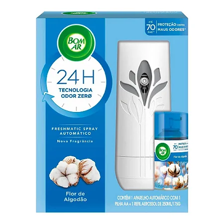 Perfumador Automático Bom Ar Algodão Aparelho + Refil 250ml