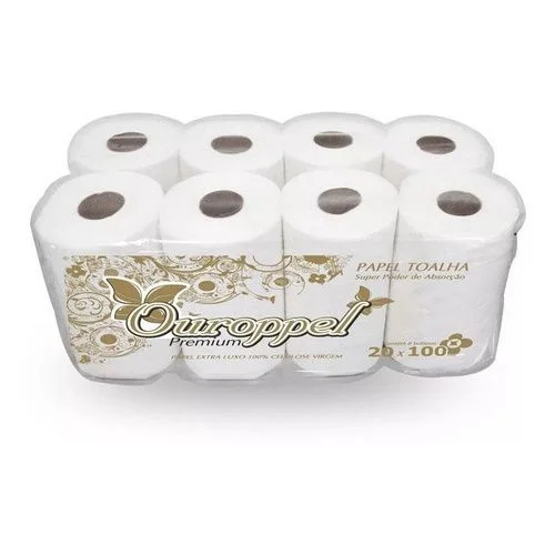 Papel Toalha Bobina Luxo 100m Ouroppel – 8 Unidades