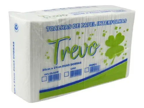Papel Interfolha 19,5x20cm Trevo 100% Celulose – 5 Pacotes de 700 Folhas