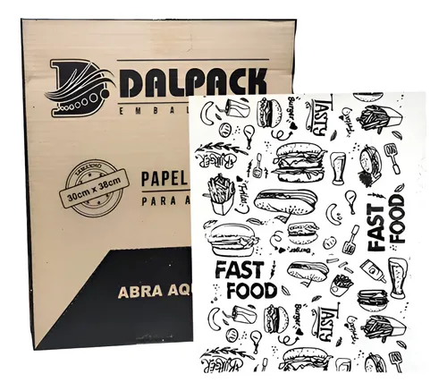 Papel Acoplado Estampa Lanche 30x38cm Dalpack – 400 Unidades