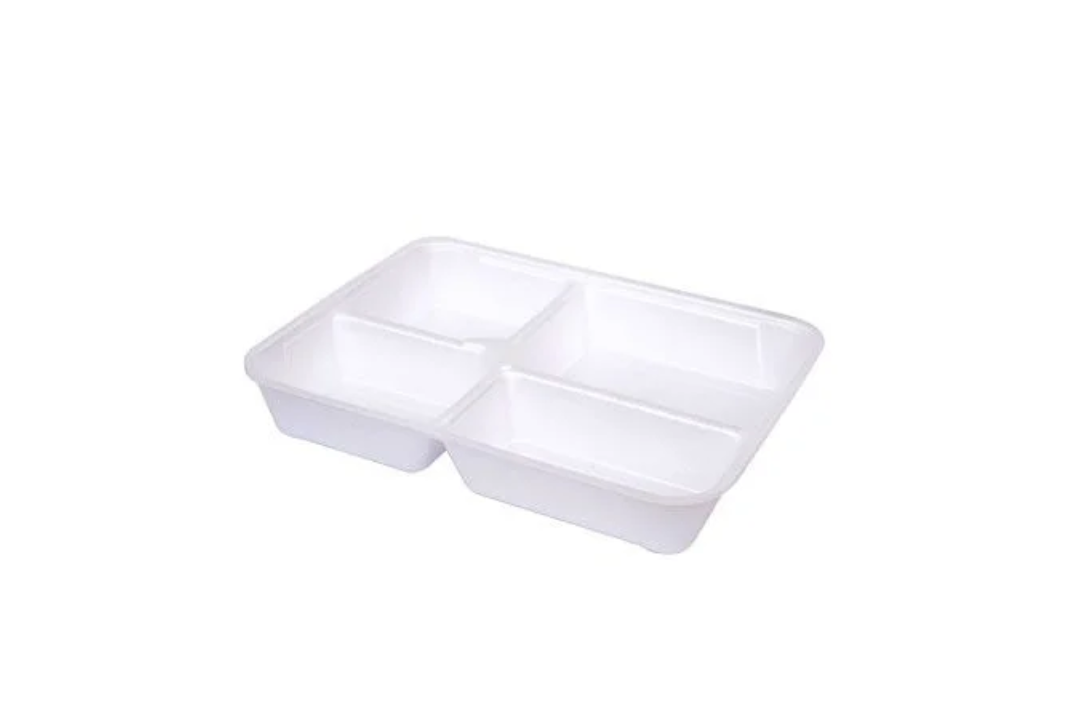 Bandeja HF100/4 4 Divisórias sem Tampa 1.500ml – Pacote com 100 Und